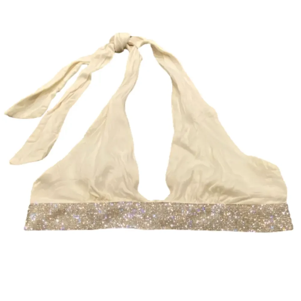 Zara | Top | Size S | White and Rhinestones Halter Top - Picture 2 of 6